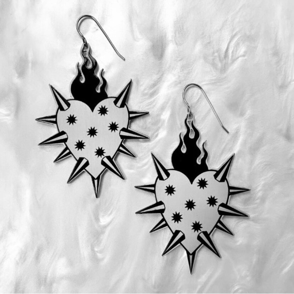Spikey Hearts Drop Earrings